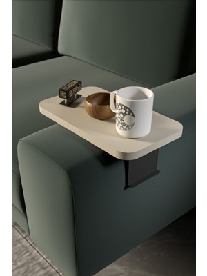 Yan Sehpa Ayarlanabilir Tepsi Dikdörtgen Dekoratif Modern Yatay Dikey Koltuk Sehpası Krem