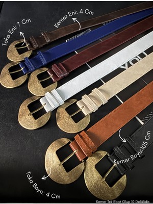 Fiori 7'li Oval Tokalı Kadın Pantolon Kemeri, Ceket Kemeri, Elbise Kemeri, Gömlek Kemeri