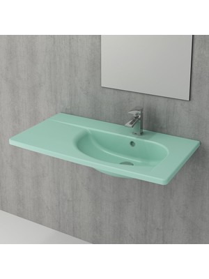 Bocchı Taormina Arch Etajerli Lavabo 86 Cm  - Mat Mint Yeşil