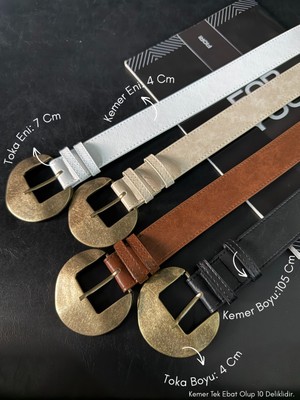 Fiori 4'lü Oval Tokalı Kadın Pantolon Kemeri, Ceket Kemeri, Elbise Kemeri, Gömlek Kemeri