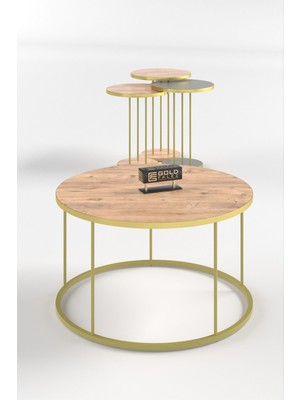 Orta Sehpa ve Zigon Sehpa Terra Set Gold Antrasit Ceviz