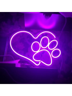 Disa Neon LED Duvar Dekoratif Aydınlatma -Kalp, Pati, 40X25CM-