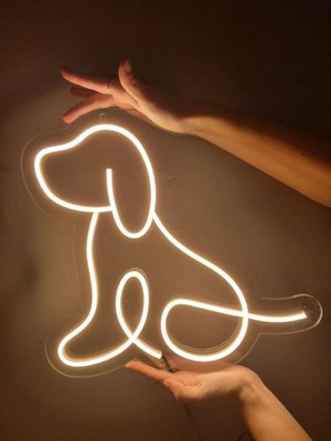 Disa Neon LED Duvar Dekoratif Aydınlatma -Köpek, 35X35CM-