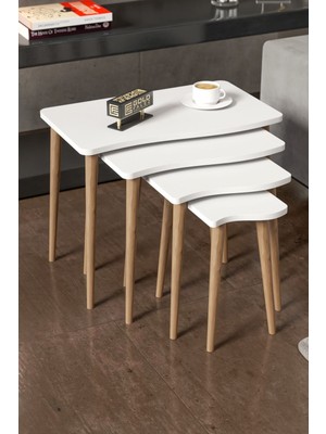 Zigon Sehpa Ahşap 4'lü Beyaz Kr