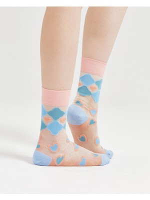 Bolero Kadın Japon Kore Tarzı Transparan Çorap Kalp Desen