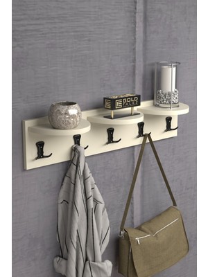 Askılık Duvar Elbise Askılığı Portmanto Krem 80 cm