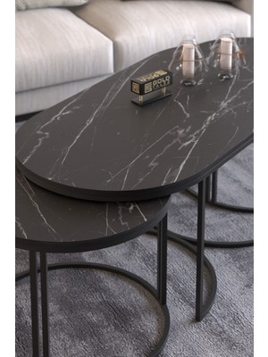 Orta Sehpa Zigon Sehpa Yan Sehpa 3 Lü Set  Dolunay Bendir