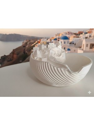 Bee3D Santorini Deniz Kabuğu Dekoratif Kase | 3D Baskı El Yapımı Tasarım | Silk Pla Parlak Yüzey | Ev & Ofis Dekoru