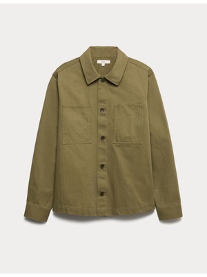 Marks & Spencer Saf Pamuklu Dokulu Gömlek