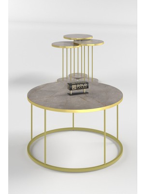 Orta Sehpa ve Zigon Sehpa Terra Set Gold Gordion