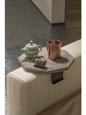 Yan Sehpa Ayarlanabilir Tepsi Dekoratif Modern Tepsi Sekizgen Gordion