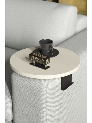 Yan Sehpa Ayarlanabilir Tepsi Dekoratif Modern Tepsi Koltuk Sehpası Krem