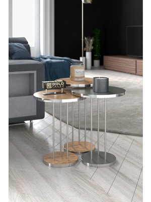 Zigon Sehpa Terra Gümüş Ceviz Antrasit