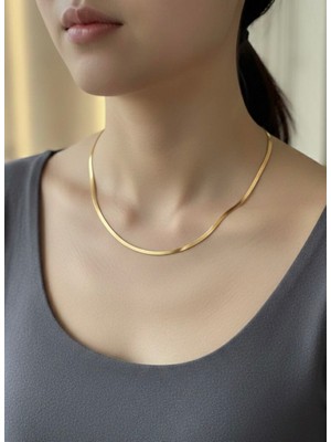 Nurora Altın Italyan Çelik Kolye 60CM