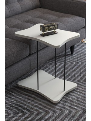 Yan Sehpa Tekerlekli Servis Sehpası Hnd Krem