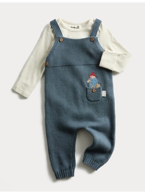 Marks & Spencer Saf Pamuk Paddington Örgü Salopet Takımı (0-12 Ay)