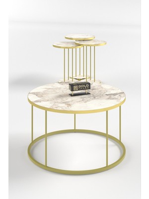 Orta Sehpa ve Zigon Sehpa Terra Set Gold Efes