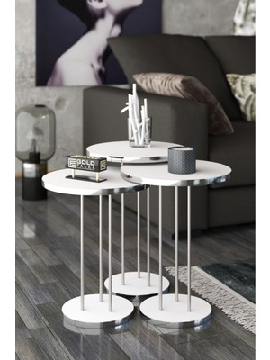 Zigon Sehpa Terra Gümüş Beyaz