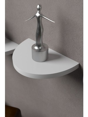 Duvar Rafı Dekoratif 3 Adet Çiçeklik Oval Beyaz