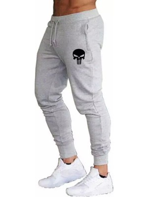 Punix Punıx Büyük Beden Özel Tasarım Kuru Kafa Baskılı %100 Pamuk Ultra Rahat Yazlık Erkek Eşofman Altı