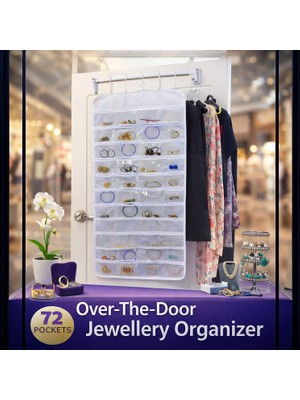 Direkstoktan Asılabilir Bujiteri Takı Düzenleyici 72 Bölmeli / Hanging Jewelry Organizer 72 Earrings Bracelets Watches Rings Pockets