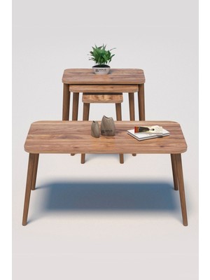 Zigon Sehpa Kr ve Orta Sehpa Kr Torna Set Ceviz