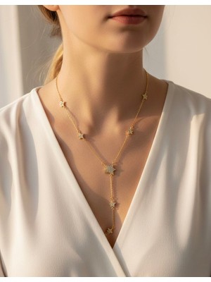 Nurora Altın Yıldız Işıltı Çelik Kolye