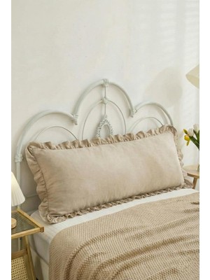 Altınpamuk Uzun Yastık Kılıfı Bej Fırfırlı 50X135 cm