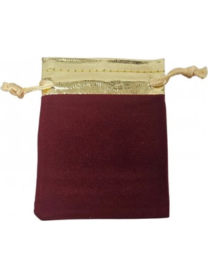 Özer Kutu Kadife Üstü Altın Şeritli Bordo 50 Adet 7x9 cm Boy Takı, Altın ve Hediye Kesesi
