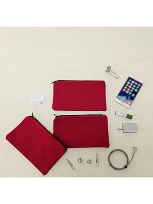 Özer Kutu Kadife (Süet)Cüzdan Kese Kırmızı 25 Adet 12X19 Boy Takı, Altın Kesesi (Fermuarlı)