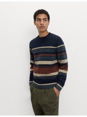 Marks & Spencer Hazy Çizgili Yuvarlak Yaka Kazak