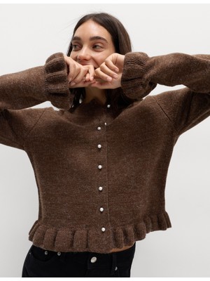 Marks & Spencer Dokulu Fırfırlı Detaylı Yünlü Hırka