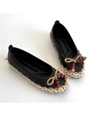 Kendim Fashion Ilwe Siyah Cilt Babet Ayakkabı