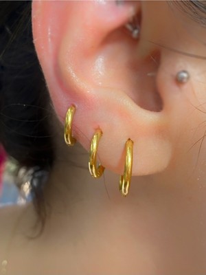 PremiumPort Altın Renkli Şık Çelik Halka Küpe Seti, Zarif ve Modern Tasarım