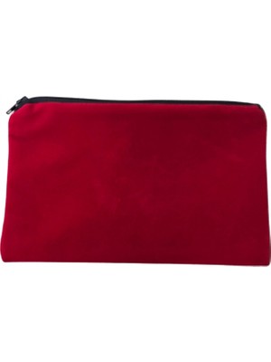 Özer Kutu Kadife (Süet)Cüzdan Kese Kırmızı 10 Adet 12X19 Boy Takı, Altın Kesesi (Fermuarlı)