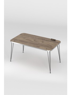 Orta Sehpa Kr Siyah Tel Ayak Gümüş Ceviz