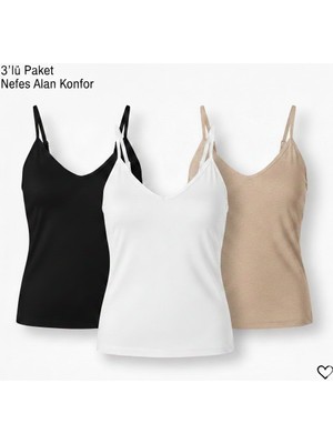 Woan Comfort 3’lü Kadın Atlet Seti | Nefes Alan, Günlük Konfor (Siyah-Beyaz-Ten)