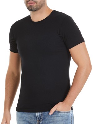 Yıldız Erkek Modal Sıfır Yaka Fanila/tişört - Nefes Alan Esnek Kumaş Siyah - S