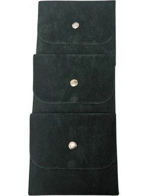 Özer Kutu Kadife (Süet) Zarf Kese Yeşil 10 Adet 10X10 cm Boy Takı, Altın Kesesi (Çıtçıtlı)