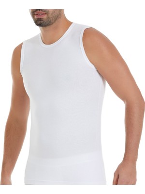Yıldız Erkek Modal Sıfır Kol Atlet - 3'lü Paket - Pamuklu Esnek Rahat Kesim Beyaz - 2xl