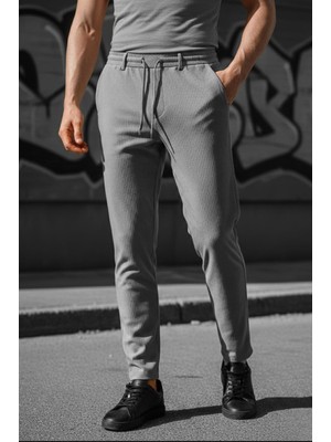 Oksit Durry Slim Fit Çizgi Desenli Beli Lastikli Erkek Jogger Pantolon