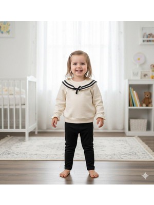 GENYBABY Kız Bebek Denizci Yaka Uzun Kollu Takım 2’li Kombin