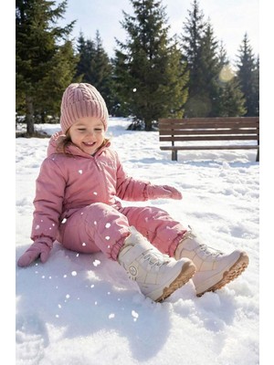 Ndrops Bej Kız Çocuk Kar Botu Suni Deri Bantlı Kapanma Yeni Sezon Ortopedik Taban