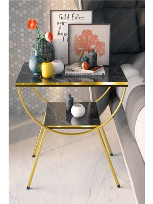 Yan Sehpa Komodin Metal Ayak Çift Gold Bendir