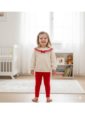 GENYBABY Kız Bebek Denizci Yaka Uzun Kollu Takım 2’li Kombin