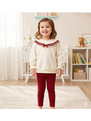 GENYBABY Kız Bebek Denizci Yaka Uzun Kollu Takım 2’li Kombin