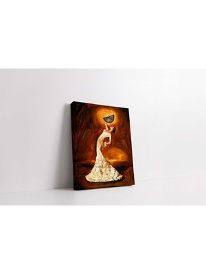 Grown Beyaz Elbiseli Dans Eden Kadın Kanvas Tablo