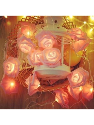 LaraTech Yapay Gül Tasarımlı Dekoratif LED Işık Pilli (20 Gül)