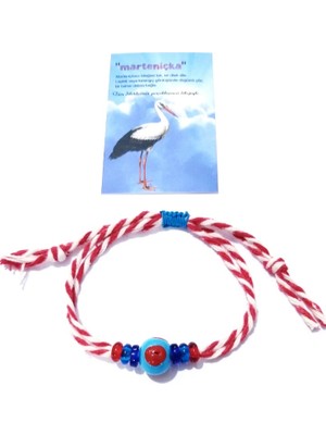 Funny Takı Bodrum Cam Nazar ve El Yapımı Cam Boncuklu Kalın Ipli Marteniçka Bileklik