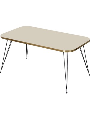 Zigon Sehpa ve Orta Sehpa Kr Set Siyah Tel Ayak Altın Krem